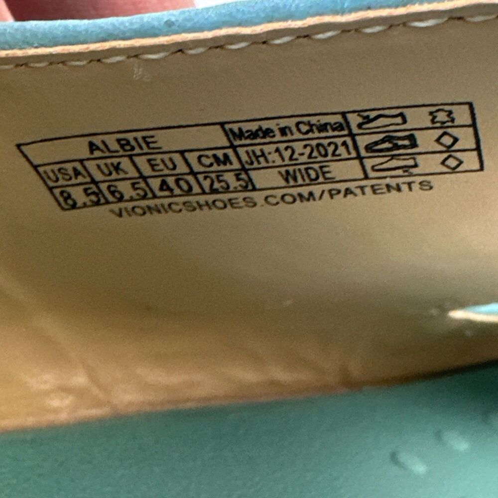 Vionic Albie Sandal Slingback Buckles Teal Blue Leather Comfort Womens 8.5 Wide - Picture 10 of 16